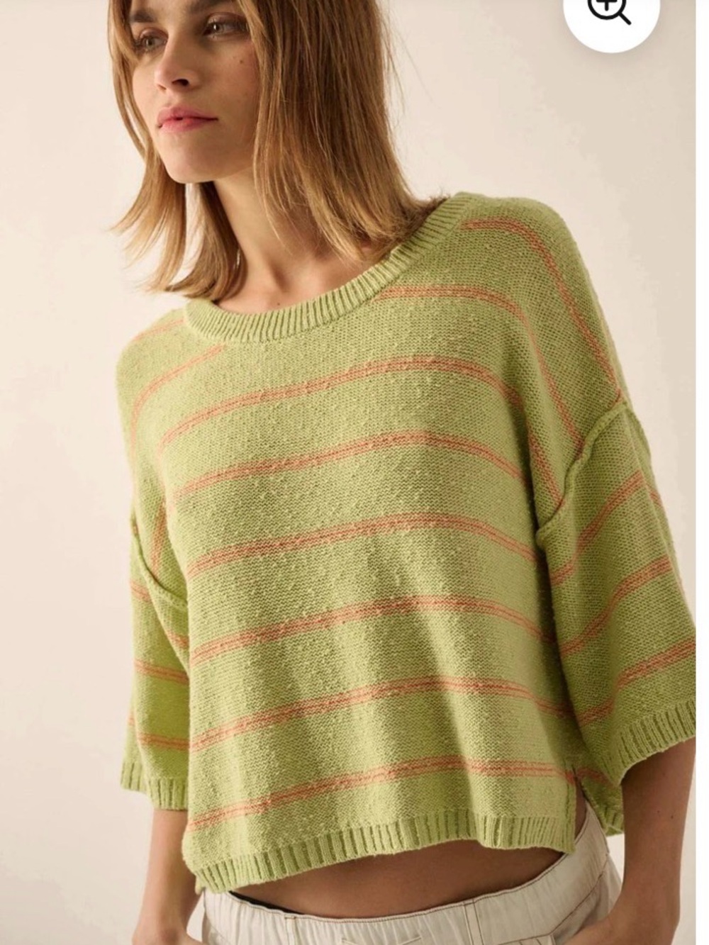 Read My Mind Striped Three-Quarter Sleeve Sweater size Medium